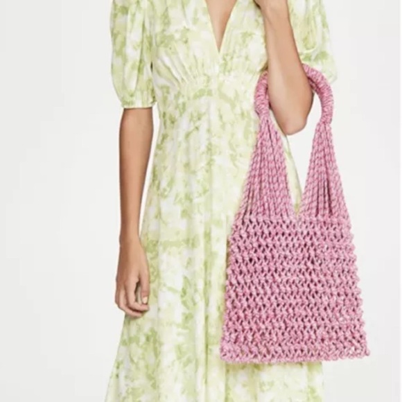 NANNACAY ANTHROPOLOGIE *STELLA PINK WHITE COTTON CROCHET BEACH BOHO BAG NWT - Picture 1 of 12